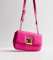 New Look Bright Pink Leather-Look Puffer Cross Body Bag